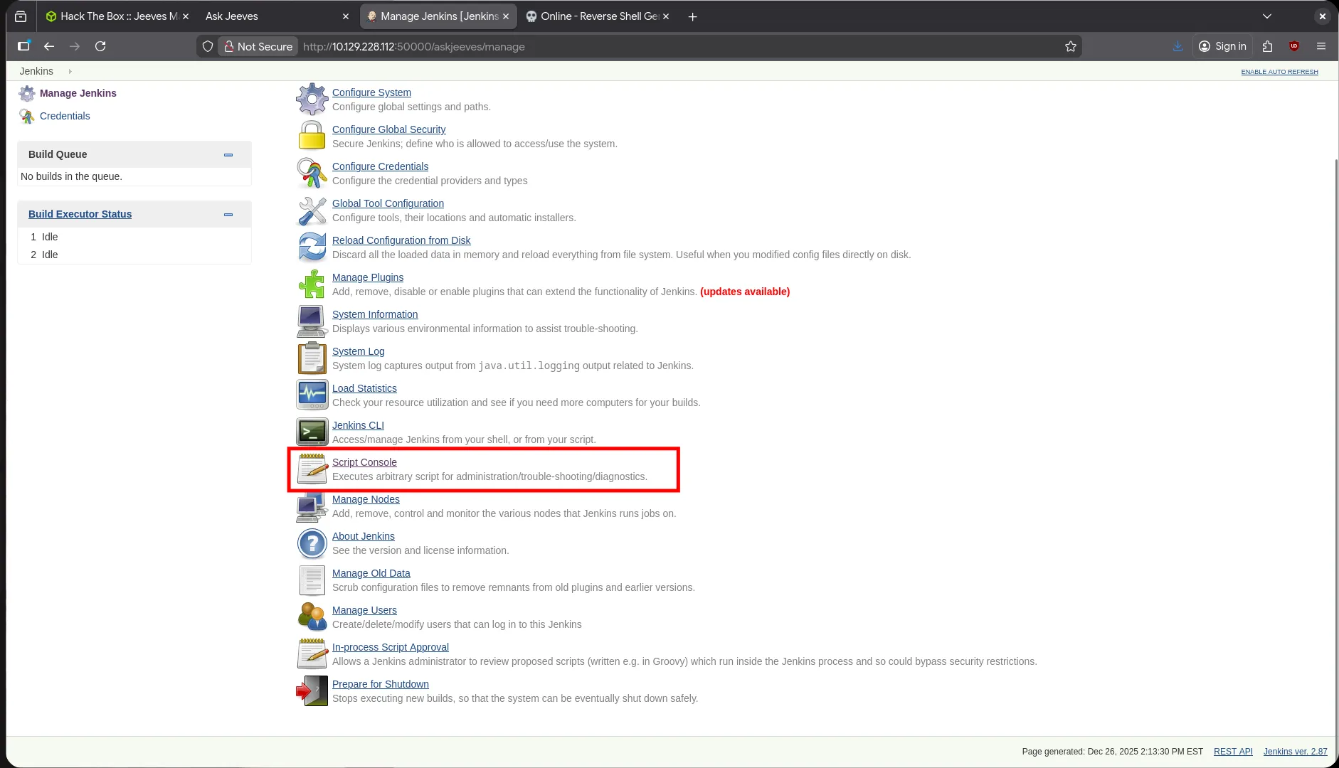 Script Console Jenkins